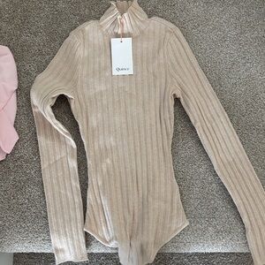 Quince Women's Cream Ribbed Bodysuit